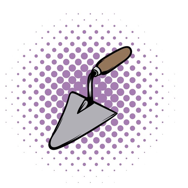 Vector trowel comics icon isolated on white background putty knife tool