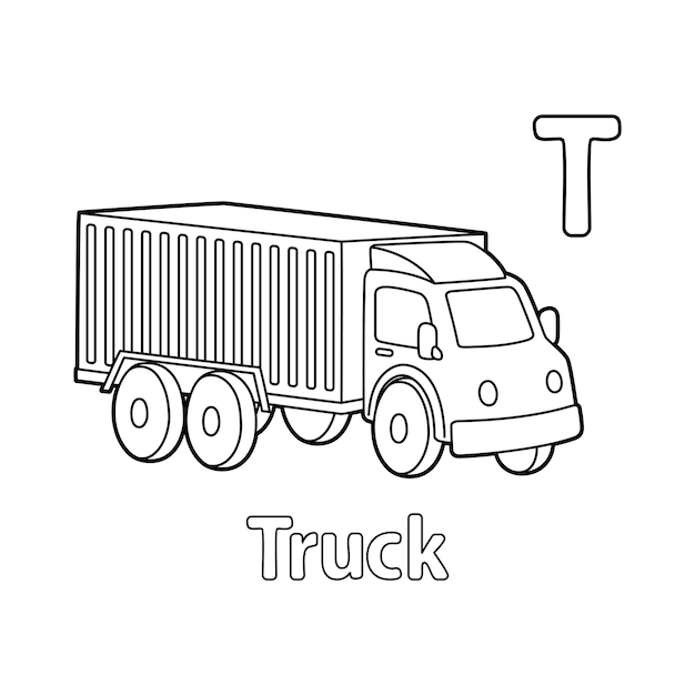 Truck Alphabet ABC Coloring Page T