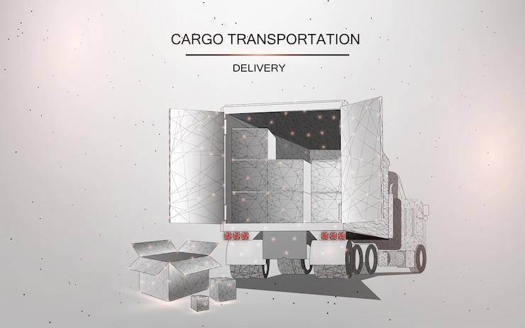 Vector truck and box concept cargo transportation