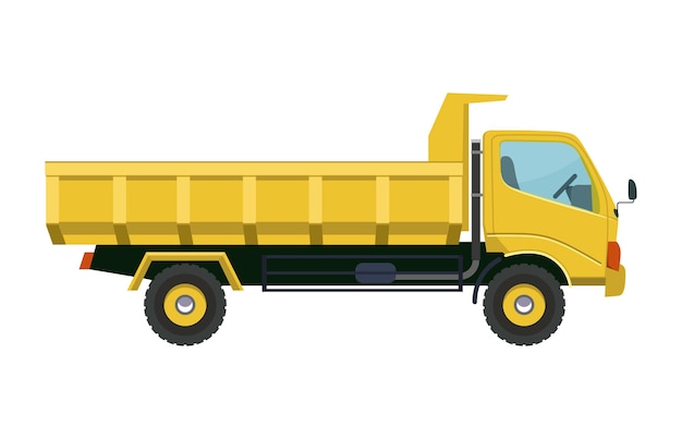 Truck car transportation transport vehicle cargo dump construction trailer road dumper vector illust