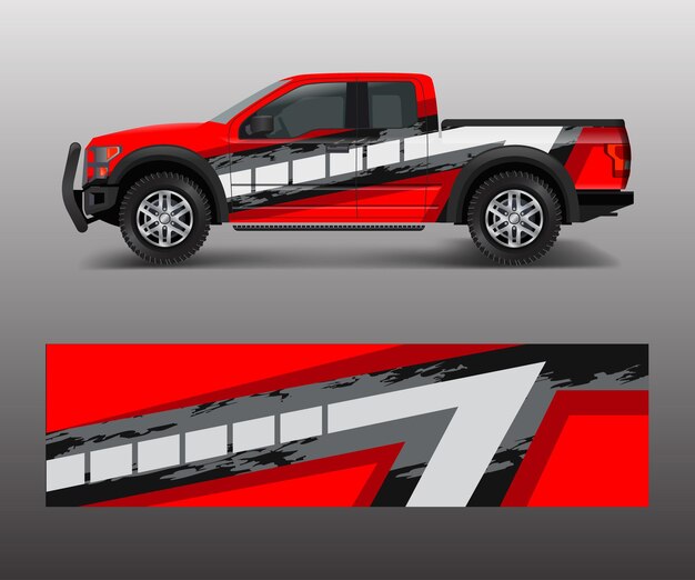 Truck and cargo van wrap vector car decal wrap design graphic abstract stripe designs for vehicle race offroad adventure and livery car