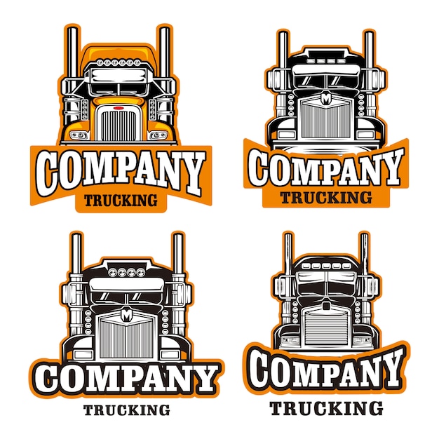 Vector truck company logo template set