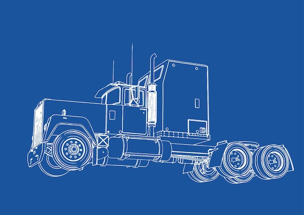 Truck drawing on blue background vectorx9