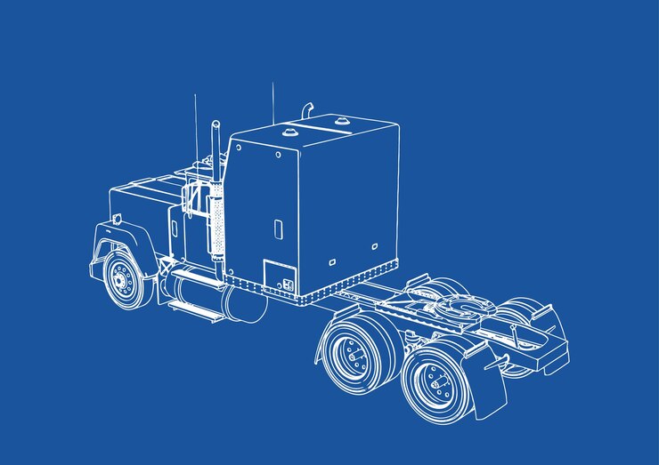 Рисунок грузовика на синем фоне vectorx9