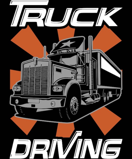 Вектор Дизайн футболки водителя грузовика вектор