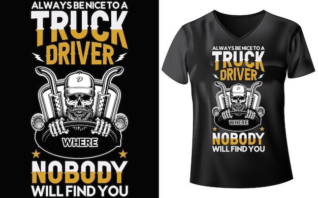 Design della t-shirt del conducente del camion