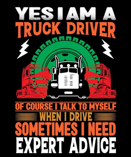 Vector truck driver tshirt design