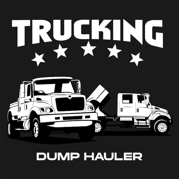 truck dump trailer rental truck logo design vector