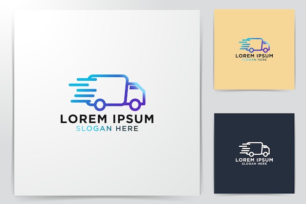 Vector truck fast delivery packaging logo design. vector illustration