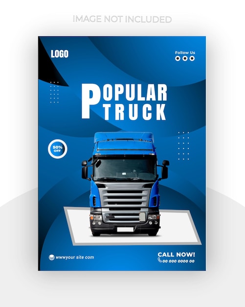 Vector truck flyer company and social media business post design template