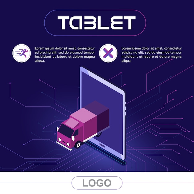 ベクトル トラックはtablet.bannerから出ますtechnology for technology