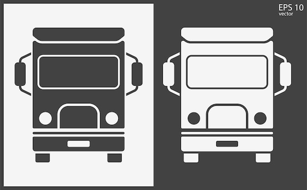 Вектор Икона грузовика передний вид черный на белом фоне векторная икона