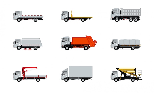 Vector truck icons set isolated