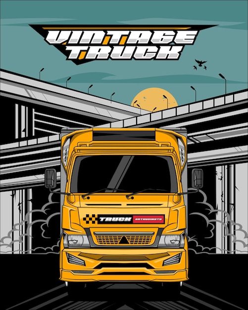 TRUCK ILLUSTRATION WITH A CITY BACKGROUND