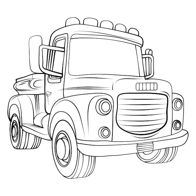 Vector truck kleurplaat voor kinderen truck line art