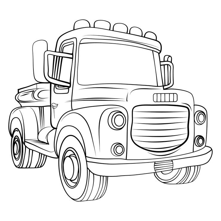 Truck kleurplaat voor kinderen Truck Line Art