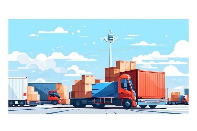 Truck loading boxes illustration