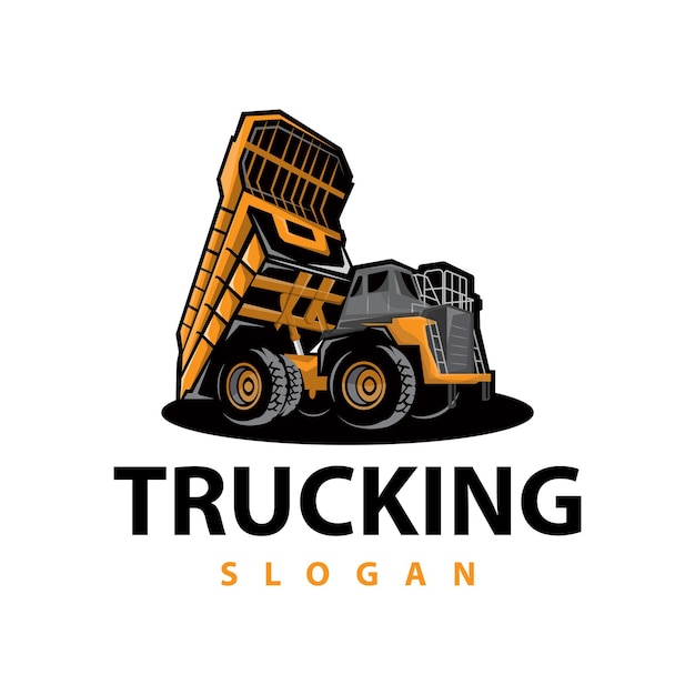 Vector truck logo heavy vehicle mining truck transportation design vector illustration template