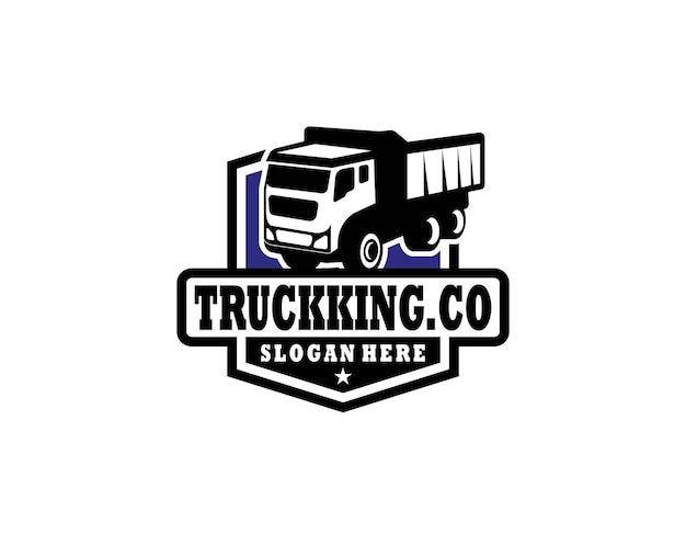 Truck logo service and repair black white vector illustration