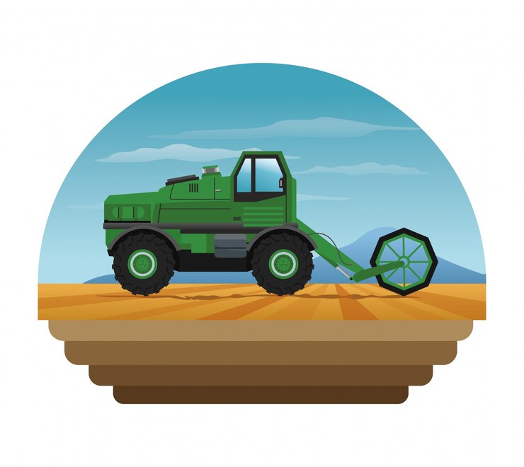 वेक्टर truck machine over landscape icon
