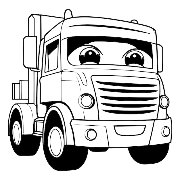 Vector truck met schattig gezicht geïsoleerd op witte achtergrond