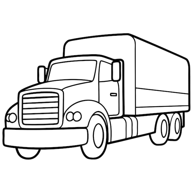 truck outline coloring book page line art illustration digital drawing