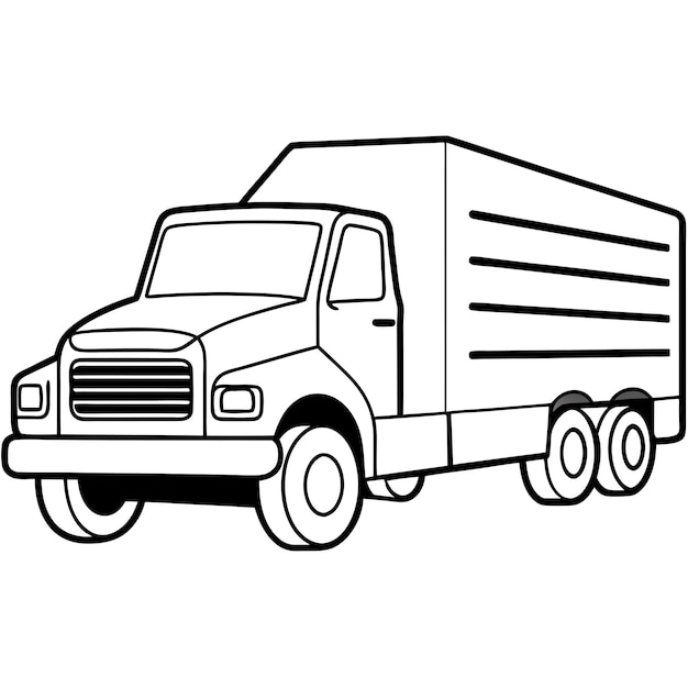 truck outline coloring book page line art illustration digital drawing