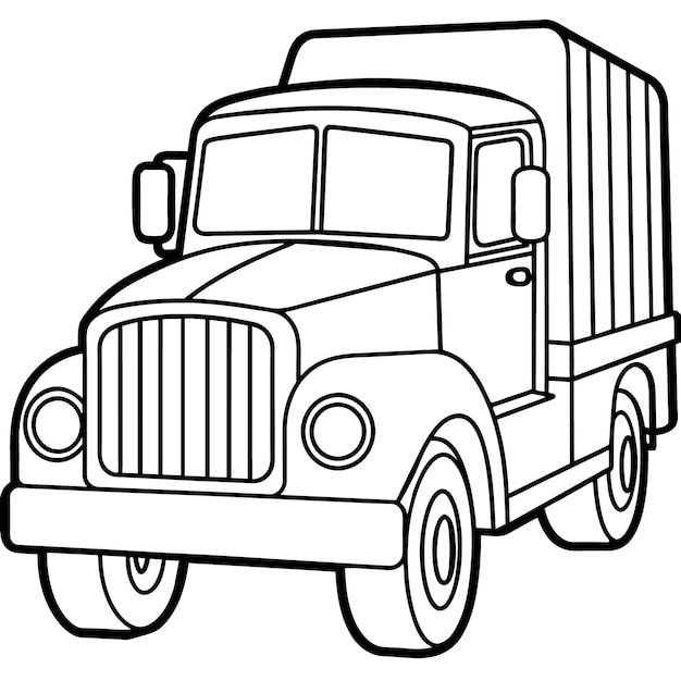 truck outline coloring book page line art illustration digital drawing