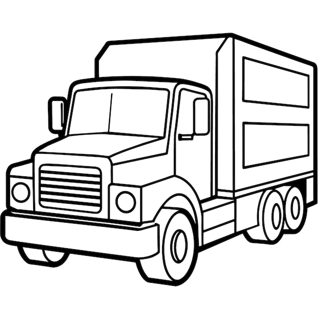 truck outline coloring book page line art illustration digital drawing