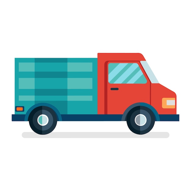 Vector truck side view isolated flat vector illustration