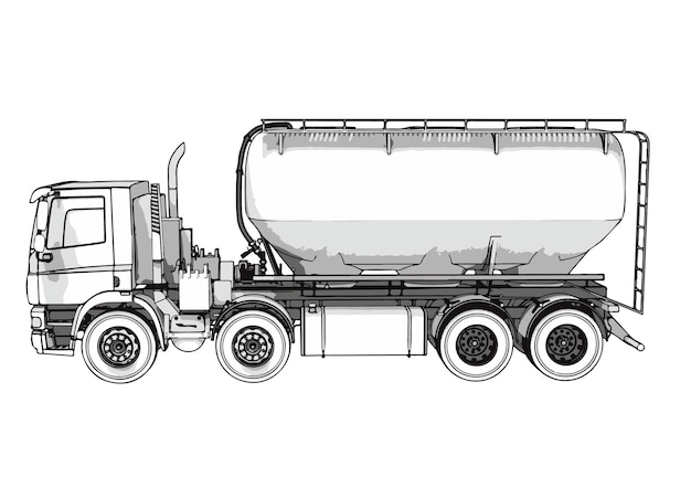 Sketch Of A Big Fuel Truck. Royalty Free SVG, Cliparts, Vectors, And Stock  Illustration. Image 91244415.