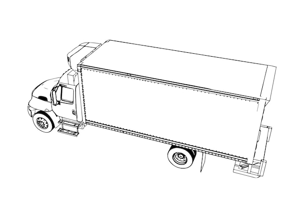 Vector truck sketch white background vector