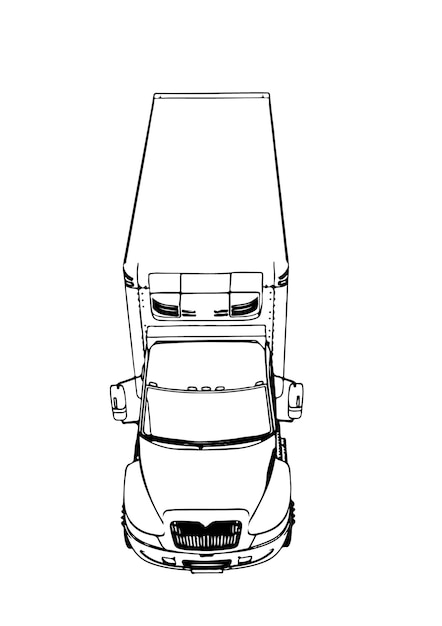트럭 스케치 흰색 배경 벡터