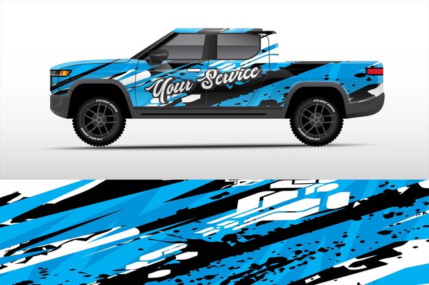 Truck sticker wrap design, graphic abstract grunge line design for adventure and racing.