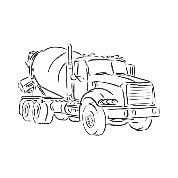Символ грузовика, эскиз в простых линиях. грузовик векторные иллюстрации эскиз