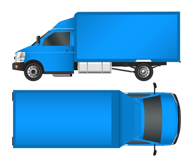 ベクトル トラックテンプレート。貨物バンベクトルイラストeps10は白い背景で隔離。市の商用車の配達。