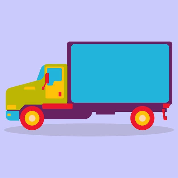 Vettore modello di camion, camion, semirimorchio, vista laterale. l'immagine è realizzata in uno stile piatto. illustrazione vettoriale. una serie di icone di affari.