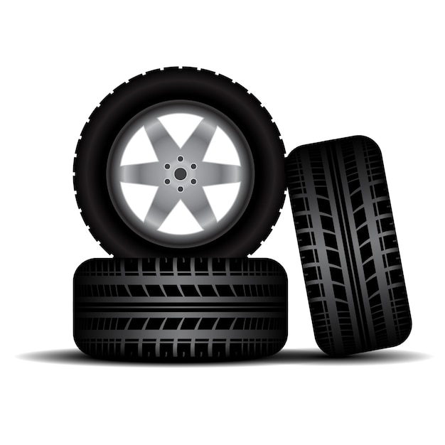 truck tire tracks with wheels and shadow