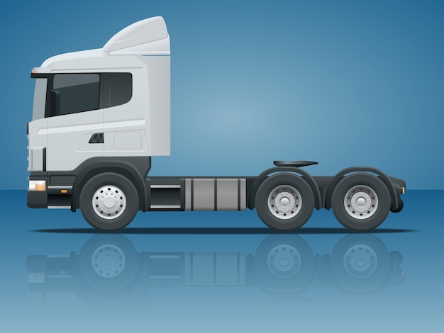 Truck tractor or semi-trailer truck. Cargo delivering vehicle template vector isolated illustration View side. Change the color in one click. All elements in groups.