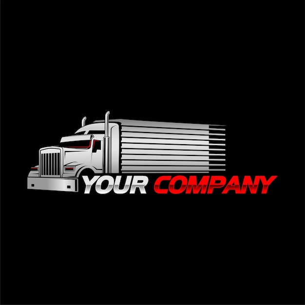 Truck and trailer logo with black background