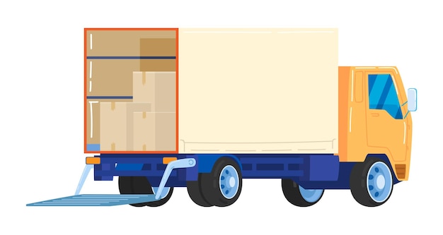 Truck for transporting cargo not cars transport for business design cartoon style vector