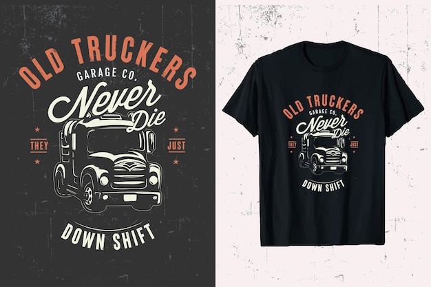Vector truck tshirt design retro classic truck tee shirt graphic