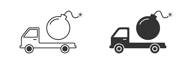 Truck with bomb icon Vector illustration