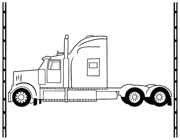 벡터 트레일러 얇은 라인 아이콘이 없는 트럭, american trucks coloring pages