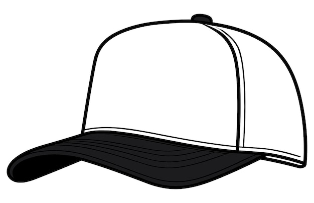 Vettore illustrazione del modello trucker hat mesh cap blank black trucker hat vectorize per i designer