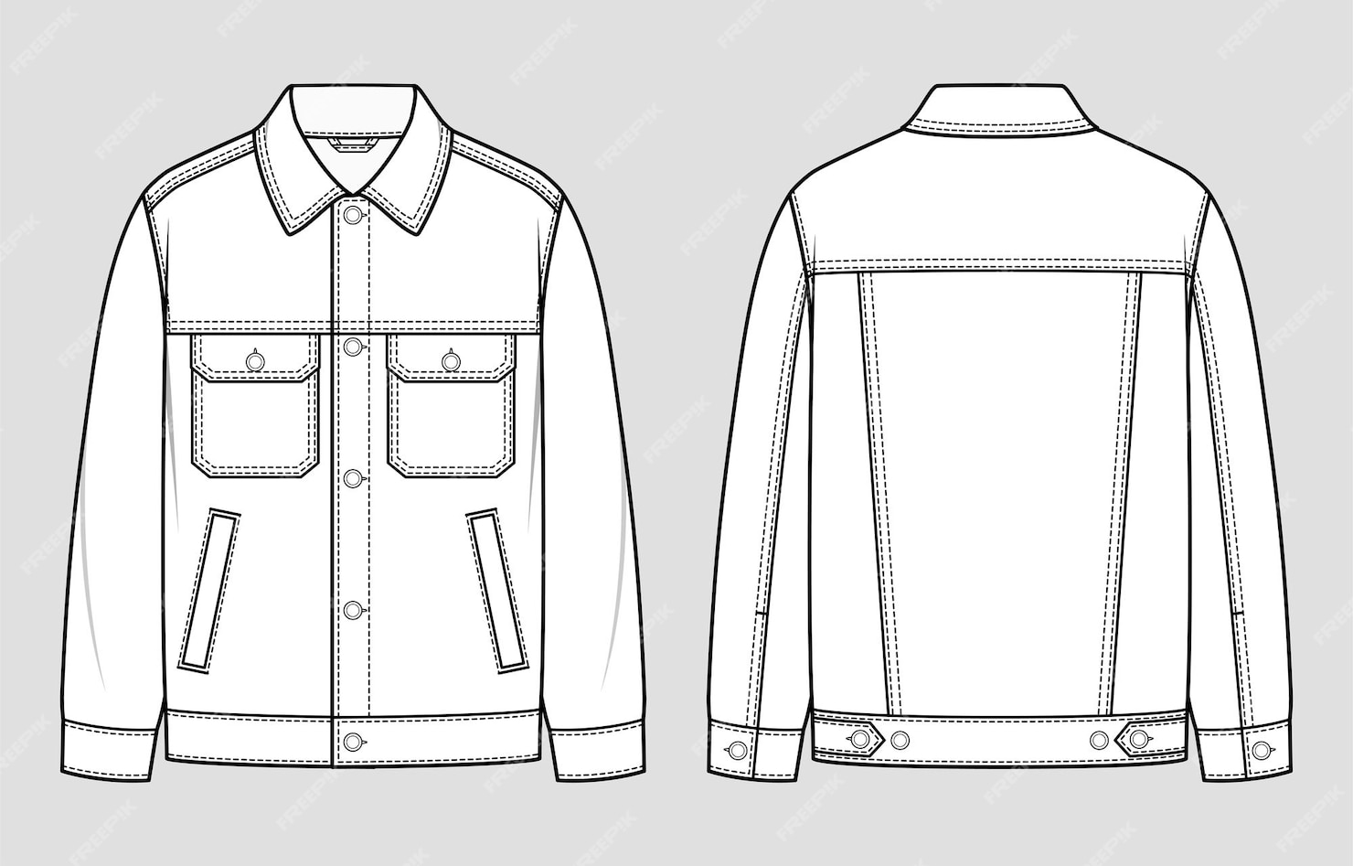 Premium Vector | Trucker jacket. fashion sketch. flat technical drawing ...