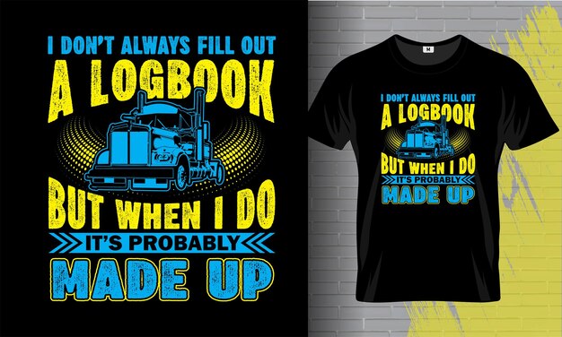 Trucker T-shirt Vrachtwagenchauffeur t-shirt vector ontwerpsjabloon