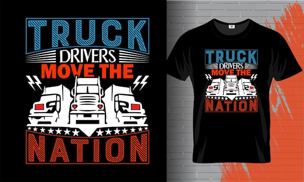 Trucker T-shirt Vrachtwagenchauffeur t-shirt vector ontwerpsjabloon