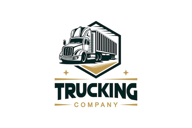 Trucking bedrijf logo sjabloon ontwerp oplegger vrachtwagen vector illustratie