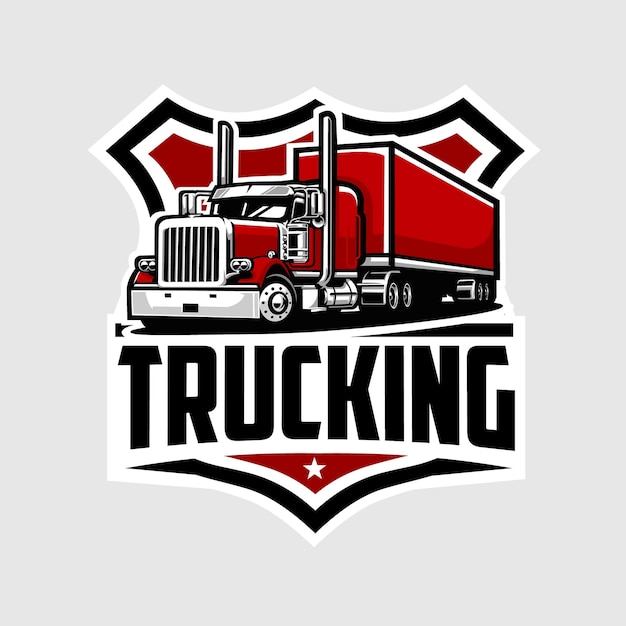 Vector trucking company emblem badge logo vector art illustration isolated best for trucking related indus